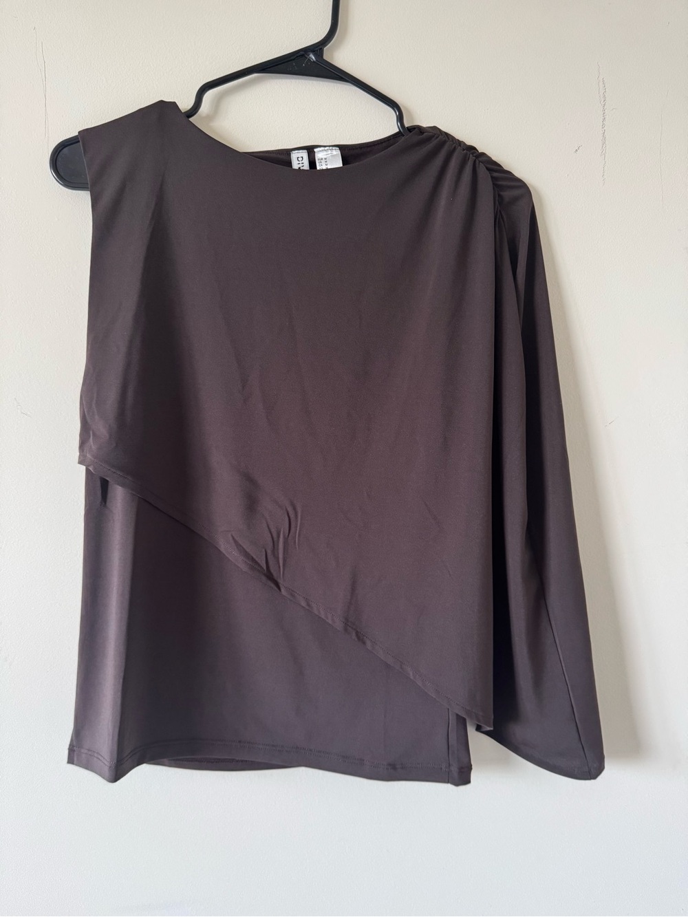 H&M Brown One-Shoulder Draped Top